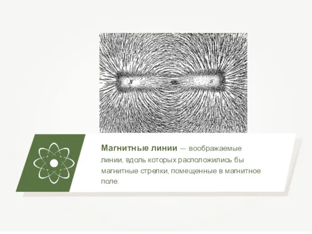 Магнитные линии — воображаемые линии, вдоль которых расположились бы магнитные стрелки, помещенные в магнитное поле.