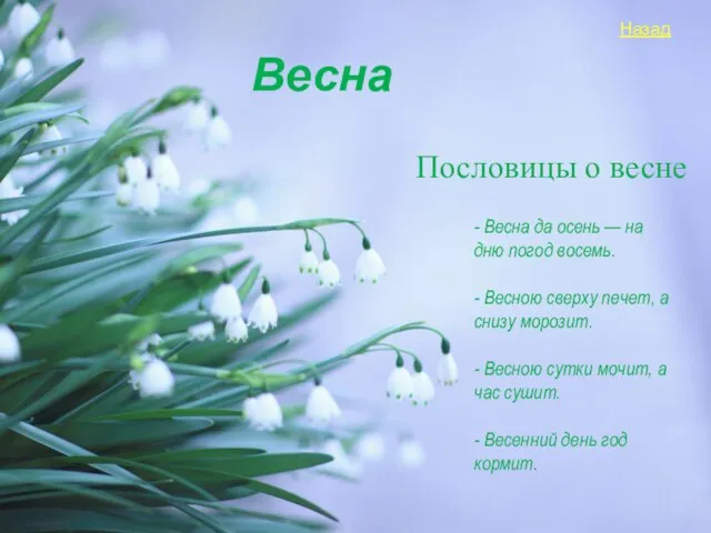 Весна Пословицы о весне - Весна да осень — на дню погод