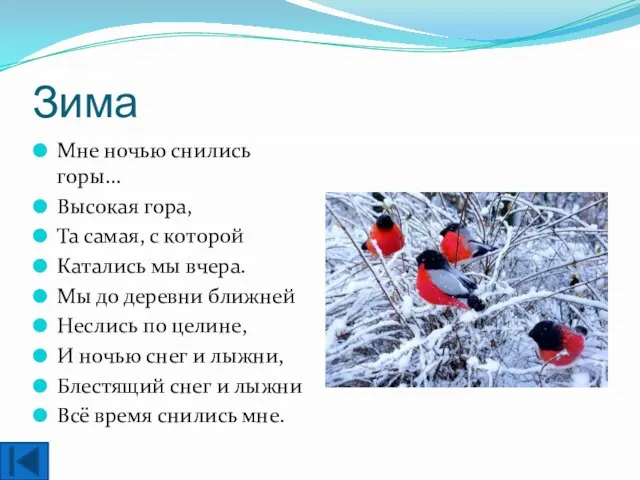 Зима Мне ночью снились горы… Высокая гора, Та самая, с которой Катались