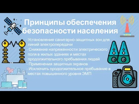 Принципы обеспечения безопасности населения Установление санитарно-защитных зон для линий электропередачи Снижение напряженности