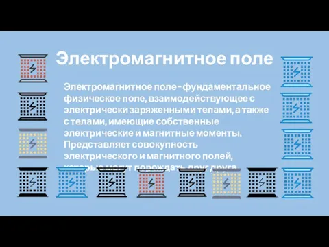 Электромагнитное поле Электромагнитное поле – фундаментальное физическое поле, взаимодействующее с электрически заряженными