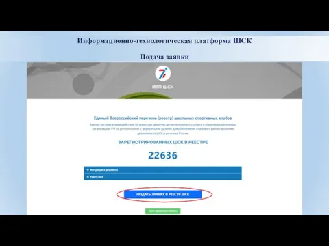 Информационно-технологическая платформа ШСК Подача заявки