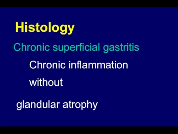 Histology Chronic superficial gastritis Chronic inflammation without glandular atrophy