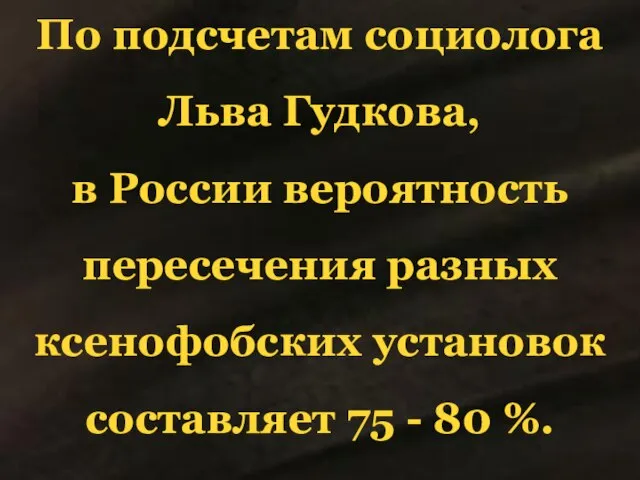 По подсчетам социолога Льва Гудкова, в России вероятность пересечения разных ксенофобских установок