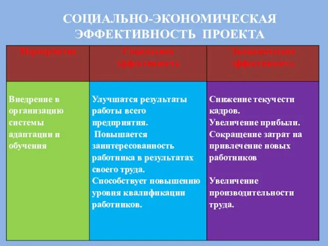 СОЦИАЛЬНО-ЭКОНОМИЧЕСКАЯ ЭФФЕКТИВНОСТЬ ПРОЕКТА