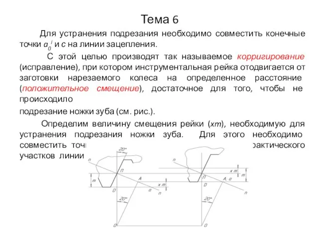 Тема 6 Для устранения подрезания необходимо совместить конечные точки a0i и с