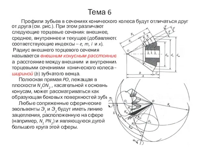 Тема 6 Профили зубьев в сечениях конического колеса будут отличаться друг от
