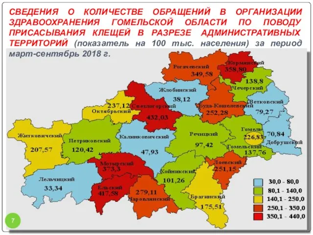 СВЕДЕНИЯ О КОЛИЧЕСТВЕ ОБРАЩЕНИЙ В ОРГАНИЗАЦИИ ЗДРАВООХРАНЕНИЯ ГОМЕЛЬСКОЙ ОБЛАСТИ ПО ПОВОДУ ПРИСАСЫВАНИЯ