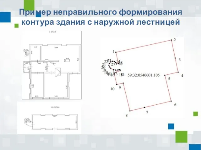 Пример неправильного формирования контура здания с наружной лестницей