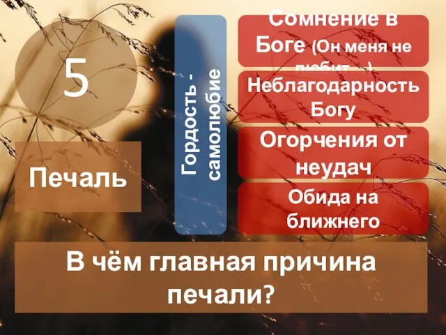 5 В чём главная причина печали? Сомнение в Боге (Он меня не