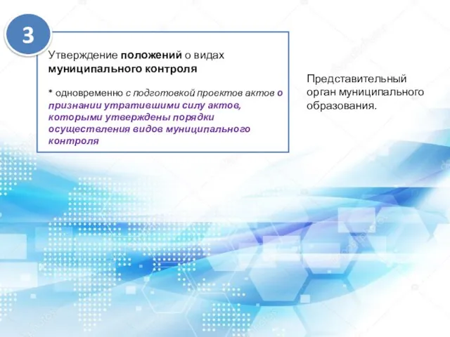 Утверждение положений о видах муниципального контроля * одновременно с подготовкой проектов актов