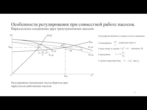 Особенности регулирования при совместной работе насосов. Параллельное соединение двух трехступенчатых насосов Регулирование