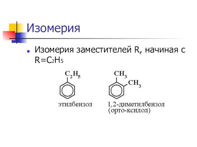 Изомерия Изомерия заместителей R, начиная с R=C2H5