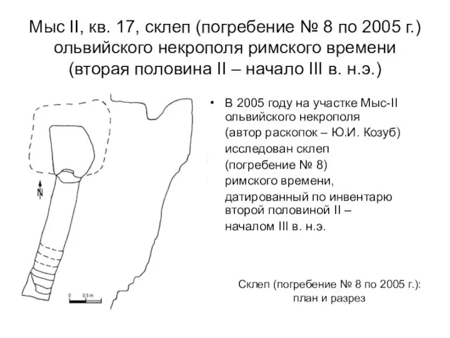 Мыс II, кв. 17, склеп (погребение № 8 по 2005 г.) ольвийского