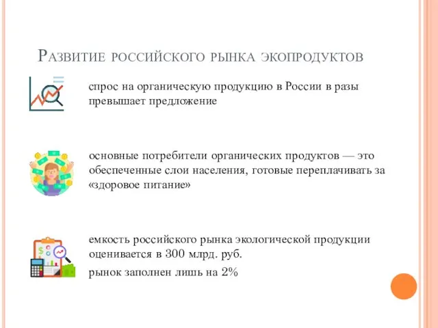 Развитие российского рынка экопродуктов спрос на органическую продукцию в России в разы