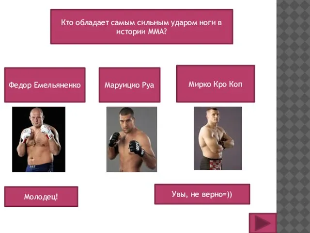 Кто обладает самым сильным ударом ноги в истории ММА? Федор Емельяненко Маруицио