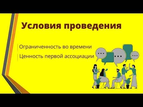 Условия проведения Ограниченность во времени Ценность первой ассоциации