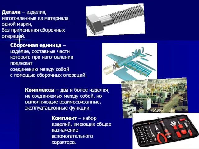 Детали – изделия, изготовленные из материала одной марки, без применения сборочных операций.