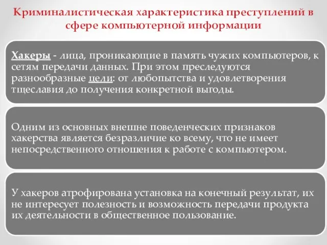 Криминалистическая характеристика преступлений в сфере компьютерной информации