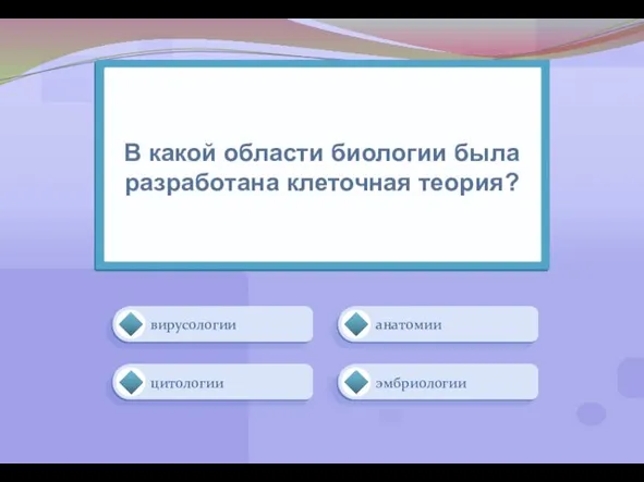 цитологии анатомии эмбриологии вирусологии В какой области биологии была разработана клеточная теория?