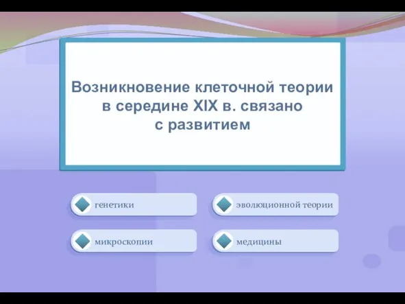 микроскопии эволюционной теории медицины генетики Возникновение клеточной теории в середине XIX в. связано с развитием