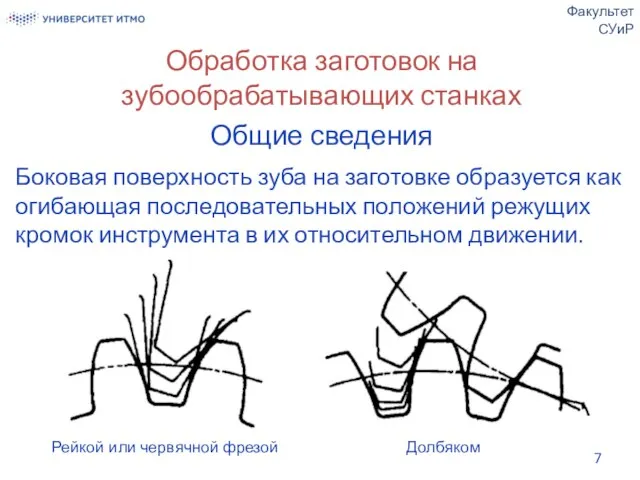 Обработка заготовок на зубообрабатывающих станках Общие сведения Боковая поверхность зуба на заготовке