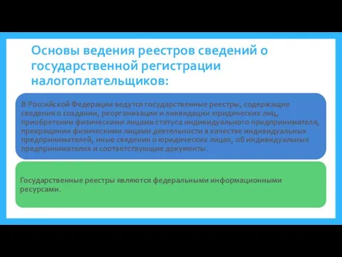 Основы ведения реестров сведений о государственной регистрации налогоплательщиков: