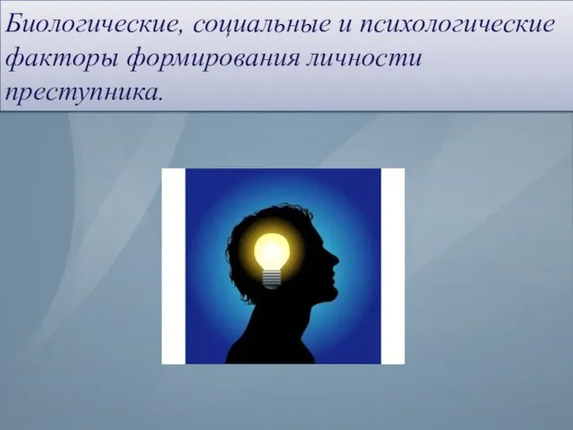 Биологические, социальные и психологические факторы формирования личности преступника.