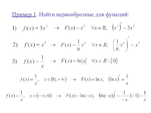 Пример 1. Найти первообразные для функций: