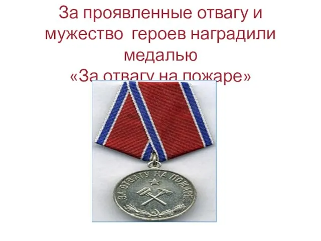 За проявленные отвагу и мужество героев наградили медалью «За отвагу на пожаре»
