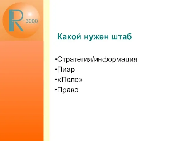 Какой нужен штаб Стратегия/информация Пиар «Поле» Право