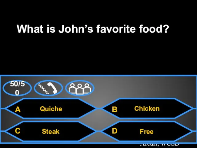 Template by Bill Arcuri, WCSD Quiche What is John’s favorite food? Steak