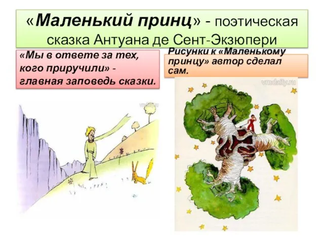 «Маленький принц» - поэтическая сказка Антуана де Сент-Экзюпери «Мы в ответе за