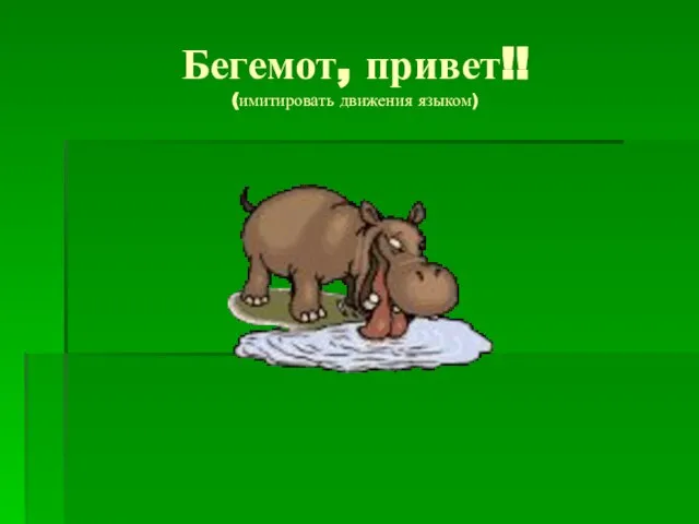 Бегемот, привет!! (имитировать движения языком)