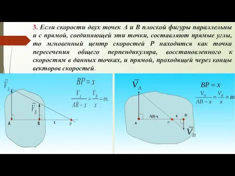 3. Если скорости двух точек А и В плоской фигуры параллельны и