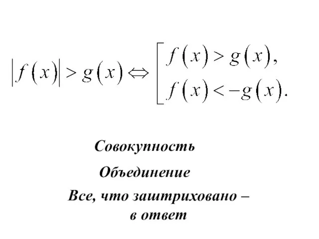 Совокупность Объединение Все, что заштриховано – в ответ