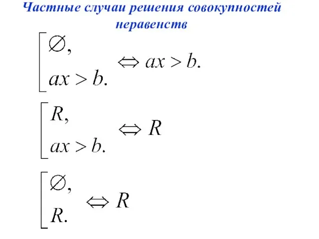 Частные случаи решения совокупностей неравенств