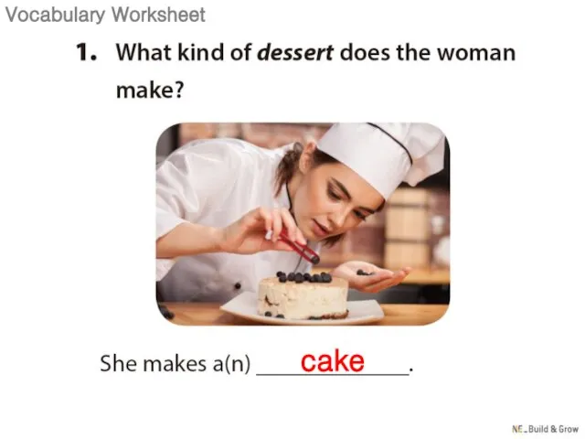 cake Vocabulary Worksheet