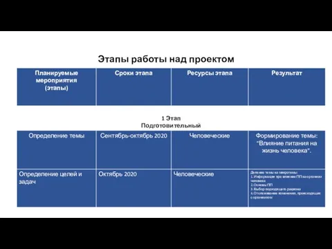 Этапы работы над проектом