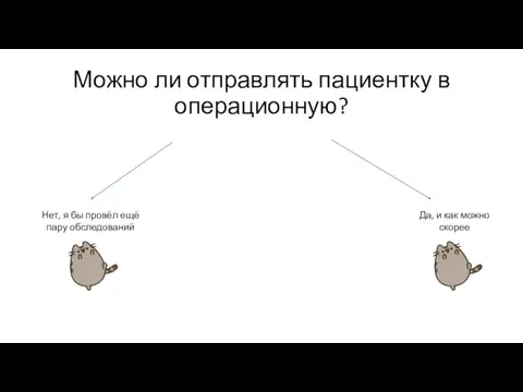 Можно ли отправлять пациентку в операционную? Нет, я бы провёл ещё пару