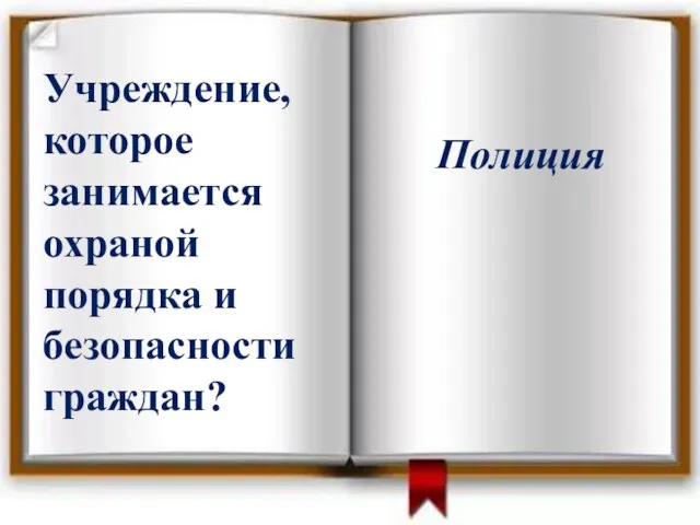 Учреждение, которое занимается охраной порядка и безопасности граждан? Полиция