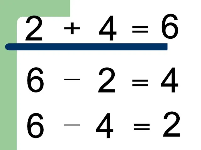 2 + 4 = 6 2 - 6 = 4 6 - 4 = 2