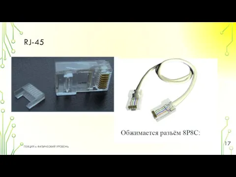 RJ-45 ЛЕКЦИЯ 4. ФИЗИЧЕСКИЙ УРОВЕНЬ