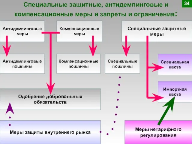 Специальные защитные, антидемпинговые и компенсационные меры и запреты и ограничения: Меры защиты