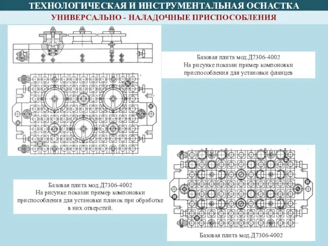 ТЕХНОЛОГИЧЕСКАЯ И ИНСТРУМЕНТАЛЬНАЯ ОСНАСТКА Базовая плита мод.Д7306-4002 На рисунке показан пример компоновки