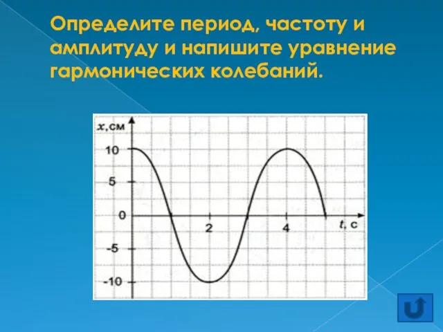 Определите период, частоту и амплитуду и напишите уравнение гармонических колебаний.