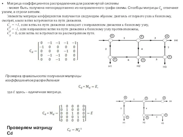 Матрица коэффициентов распределения для разомкнутой системы - может быть получена непосредственно из