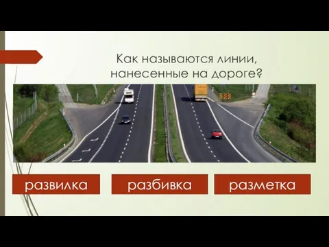 Как называются линии, нанесенные на дороге? разметка разбивка развилка разметка