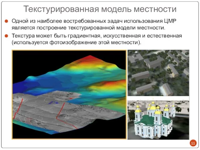 Текстурированная модель местности Одной из наиболее востребованных задач использования ЦМР является построение