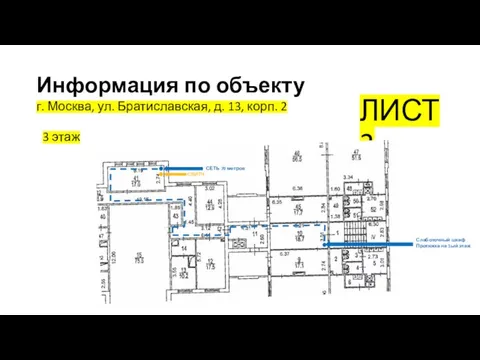 Информация по объекту г. Москва, ул. Братиславская, д. 13, корп. 2 ЛИСТ